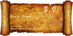 Bocz Irma névjegykártya